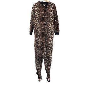 Nick & Nora Pajamas PJs Animal Print Fleece Footie Footed Costume Cheetah Size S